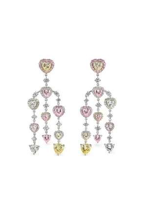 Anabela Chan 14K white gold and rhodium vermeil Love Heart diamond earrings - Pink