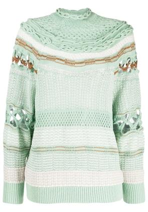 Mame Kurogouchi open-knit high-neck sweatshirt - Green