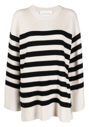 By Malene Birger Leon striped ribbed-knit jumper - White