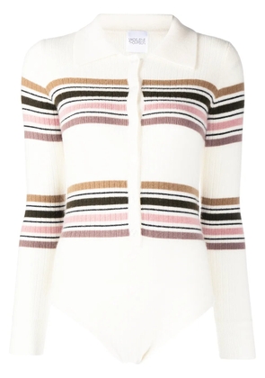 Madeleine Thompson Cetus striped knit bodysuit - White