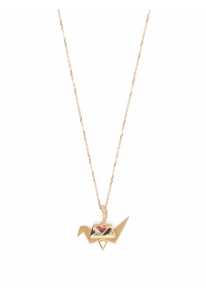 Aurelie Bidermann 18kt yellow gold Origami pink sapphire and diamond necklace