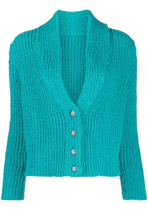 Fortela V-neck cropped cotton cardigan - Blue