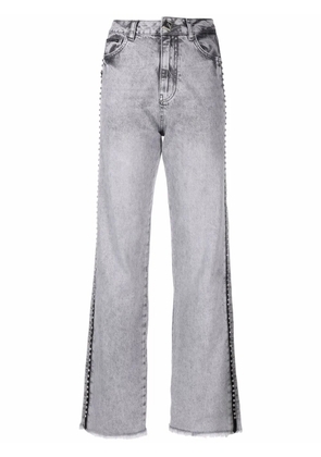 Philipp Plein crystal-embellished wide jeans - Grey