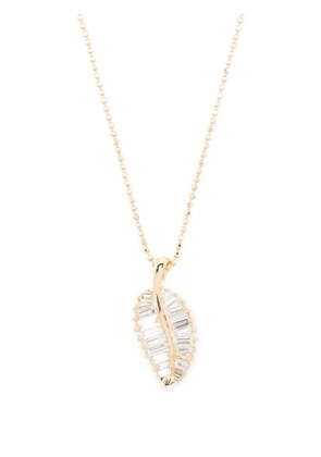Anita Ko 18kt yellow gold baguette diamond palm leaf necklace