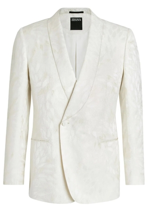 Zegna jacquard silk-wool evening jacket - White