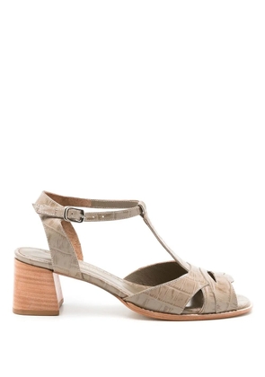 Sarah Chofakian 65mm crocodile-effect leather sandals - Brown