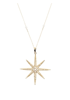 Mizuki 14kt yellow gold star diamond pearl chain necklace