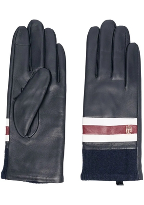 Tommy Hilfiger logo-plaque leather gloves - Blue