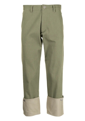 Ports V contrast turn-up trousers - Green