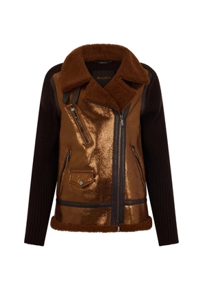 Moorer shearling ribbed jacket - Brown