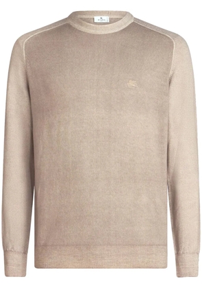 ETRO logo-embroidered virgin wool sweater - Neutrals