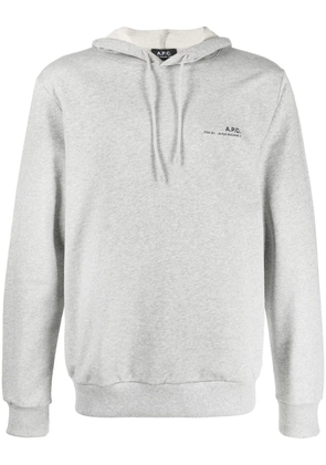 A.P.C. logo drawstring hoodie - Grey