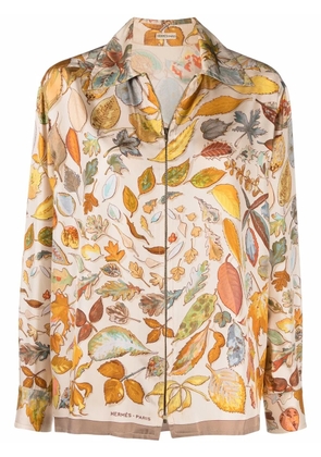 Hermès Pre-Owned 1990s leaves print silk shirt - Neutrals
