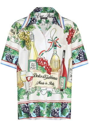 Dolce & Gabbana graphic-print silk-twill shirt - White