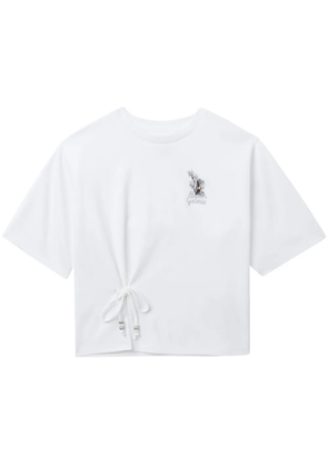 Musium Div. tie-embellished cotton T-shirt - White
