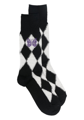 Needles argyle-check socks - Black