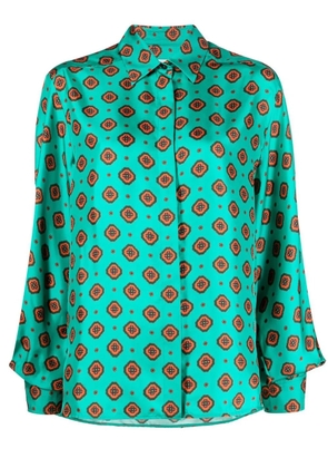 Alberto Biani geometric-print silk shirt - Green