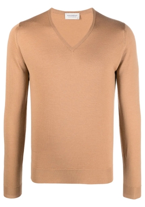 John Smedley V-neck fine-knit jumper - Brown