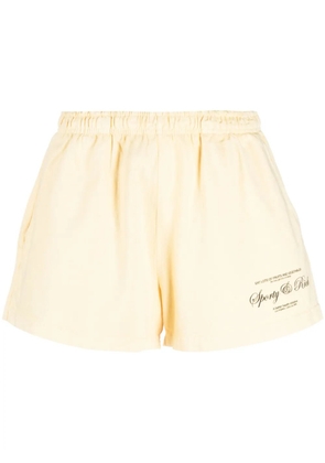 Sporty & Rich logo-print cotton mini shorts - Neutrals