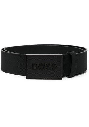 BOSS logo-plaque leather belt - Black