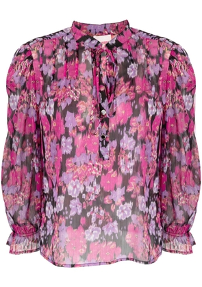 LIU JO floral-print tie-neck blouse - Pink