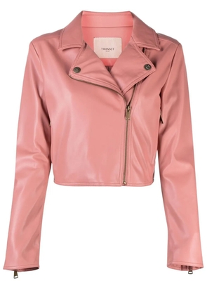 TWINSET off-centre zip fastening biker jacket - Pink