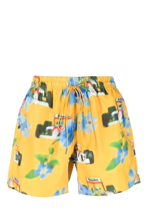 RHUDE graphic-print swimming shorts - Yellow