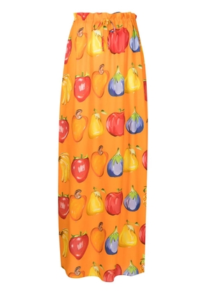 Amir Slama graphic-print maxi skirt - Orange
