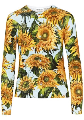 Oscar de la Renta Sunflower-print knitted cardigan - Yellow