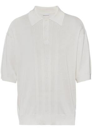 Prada fine-knit silk polo top - White