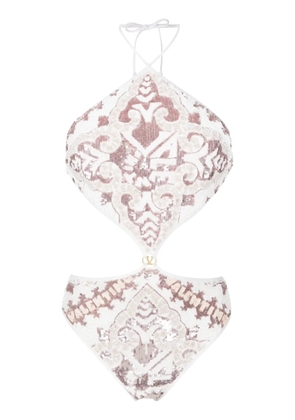 Valentino Garavani sequin-embellished swimsuit - White