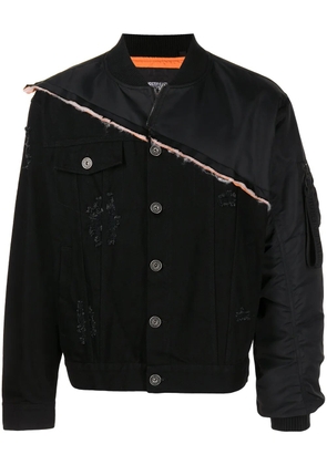 Mostly Heard Rarely Seen patchwork panelled denim jacket - Black