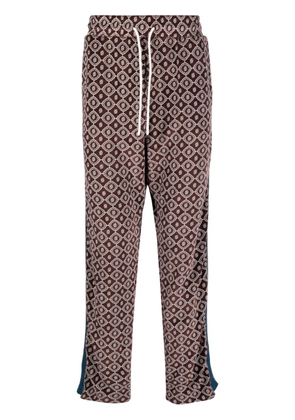 Drôle De Monsieur monogram-pattern velvet track pants - Brown