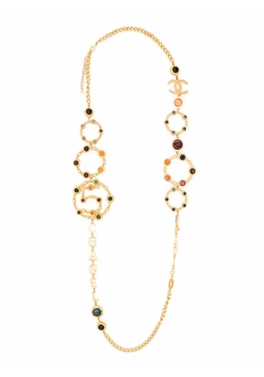 CHANEL Pre-Owned 2018 gemstone-embellished chain necklace - Gold