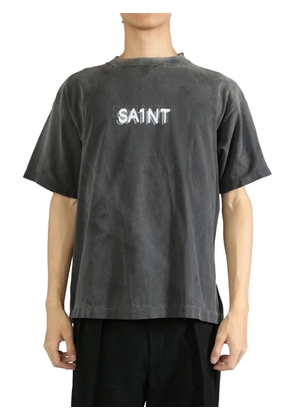 SAINT MXXXXXX text-print cotton T-shirt - Grey