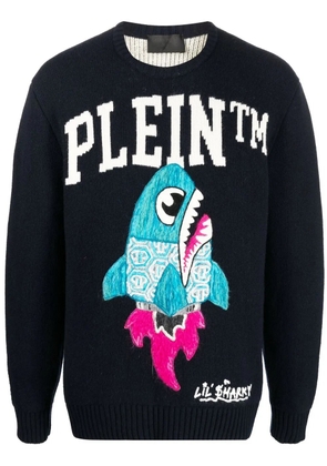 Philipp Plein logo-print crew neck jumper - Blue