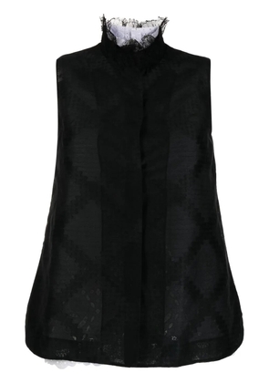 SHIATZY CHEN lace-trim sleeveless shirt - Black