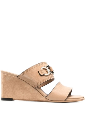Ferragamo Chaim 75mm suede wedge mules - Neutrals