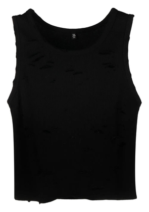 R13 ripped cotton crop top - Black