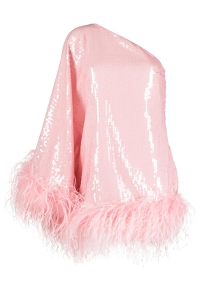 Taller Marmo Piccolo Disco feather-trim sequinned minidress - Pink