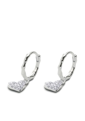 Monica Vinader Diamond Heart silver drop huggie earrings
