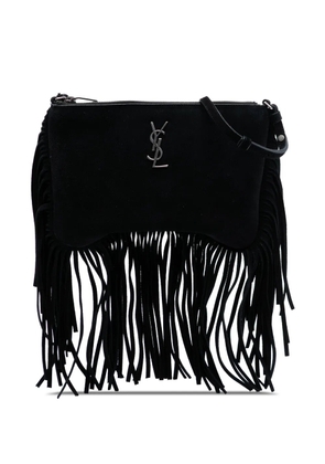 Saint Laurent Pre-Owned 2015 Suede Monogram Fringe crossbody bag - Black