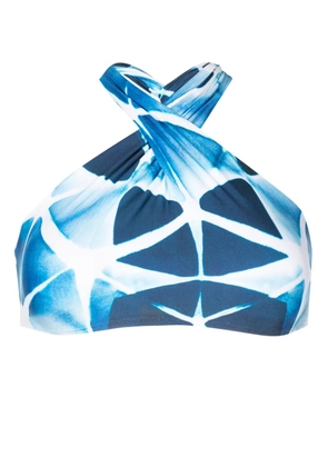 Lenny Niemeyer abstract-pattern print halterneck bikini top - Blue