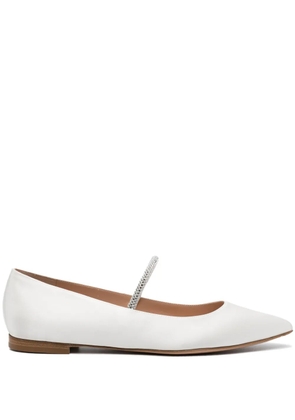 Gianvito Rossi crystal-embellished satin ballet pumps - White
