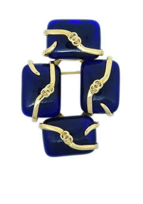 CHANEL Pre-Owned 1994 cabochon-embellished CC-logo brooch - Blue