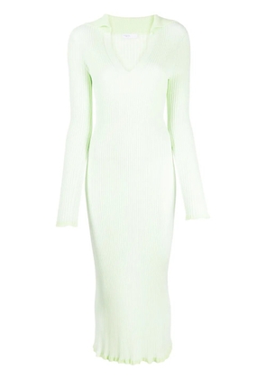 Rosetta Getty long-sleeved ribbed polo dress - Green
