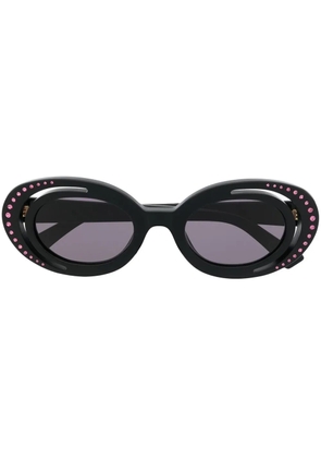 Marni Eyewear crystal-embellishment oval-frame sunglasses - Black