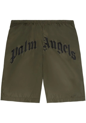 Palm Angels curved-logo swim shorts - Green