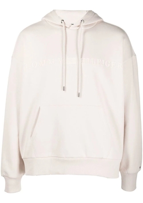 Tommy Hilfiger logo-embossed drawstring hoodie - Neutrals