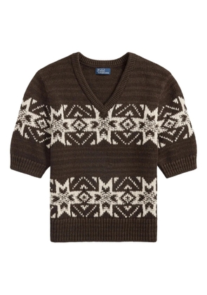 Polo Ralph Lauren Fairisle-pattern V-neck sweater - Brown